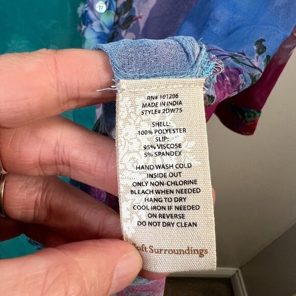 Soft Surroundings CalaFlores Tunic Shirt Size Medium Sheer Long Line Art to Wear - Picture 11 of 11